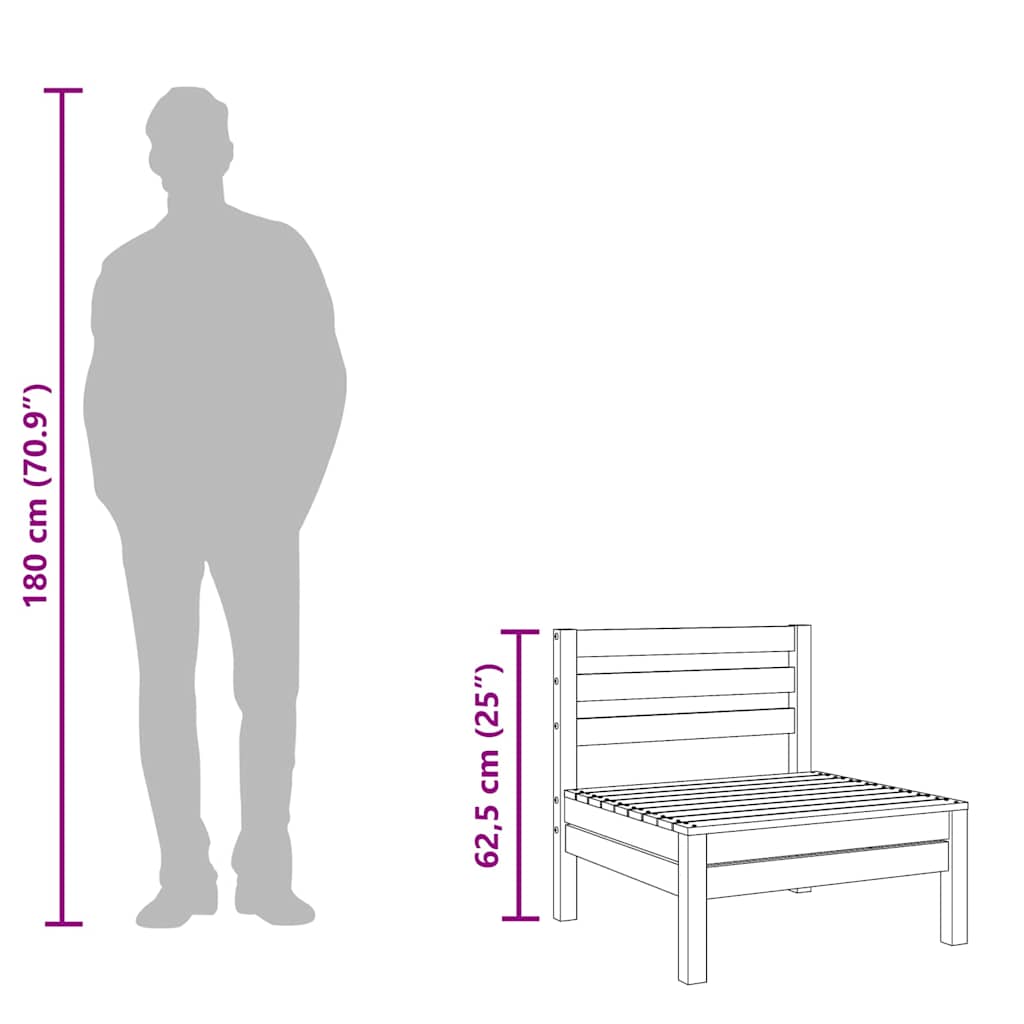 Garden Sofas Armless 2 pcs Solid Wood Douglas